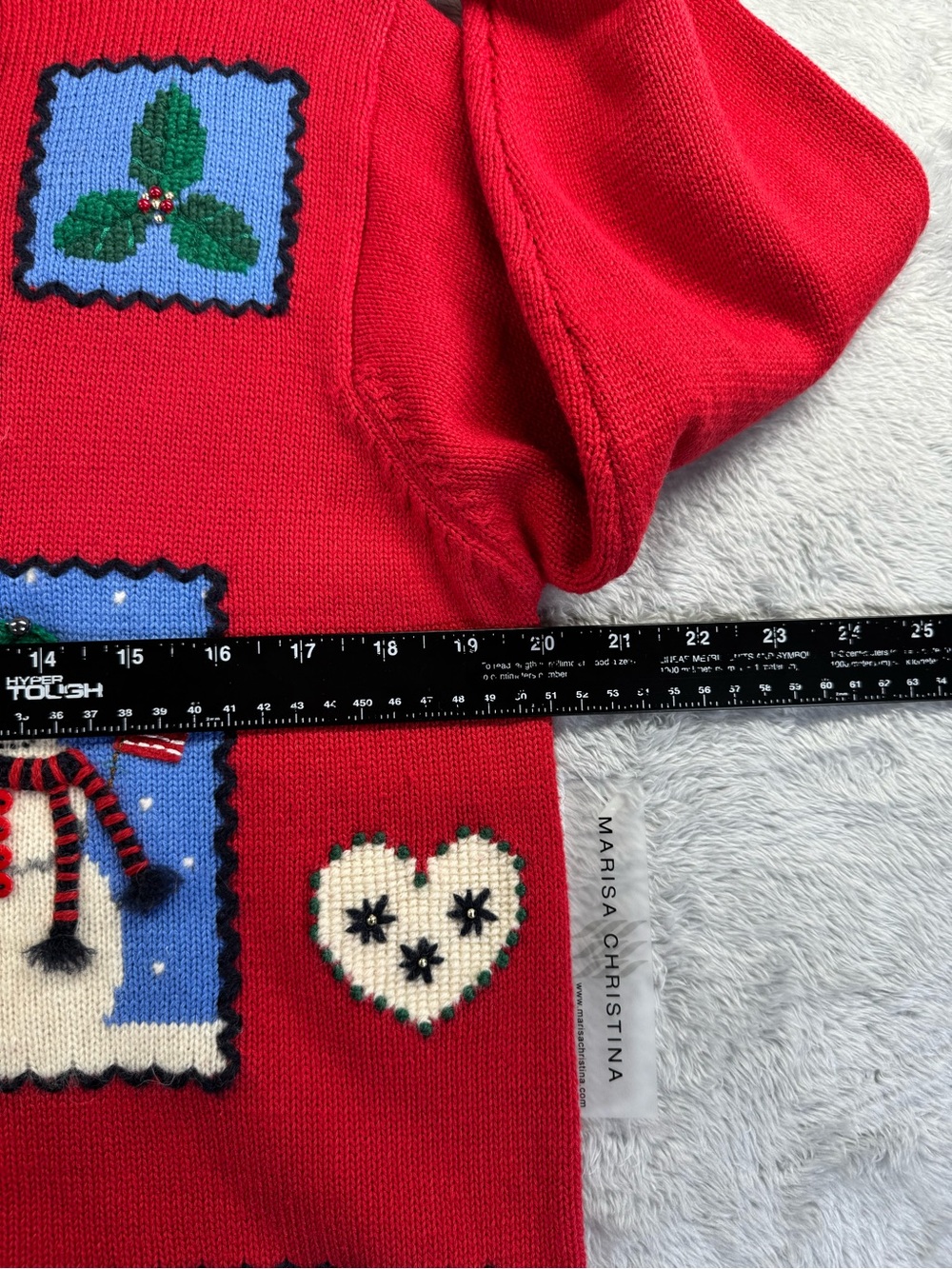 NWT Vintage Marisa Christina Christmas Snowman Patchwork Cardigan M - Picture 8 of 9